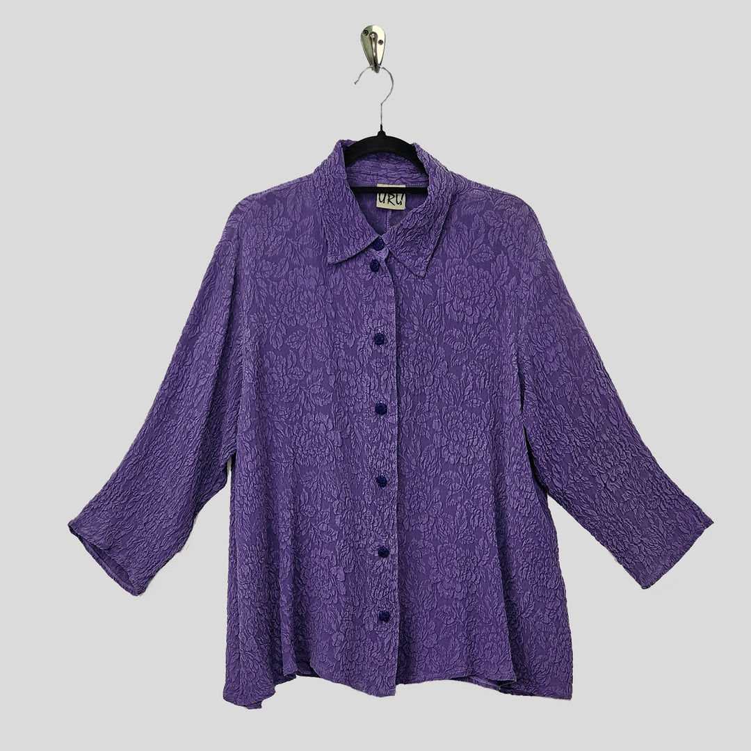 Country Shirt in Iris Textured Silk