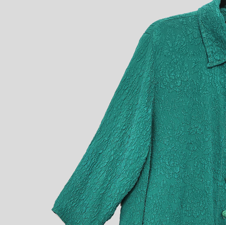 Country Shirt in Peacock Textured Silk