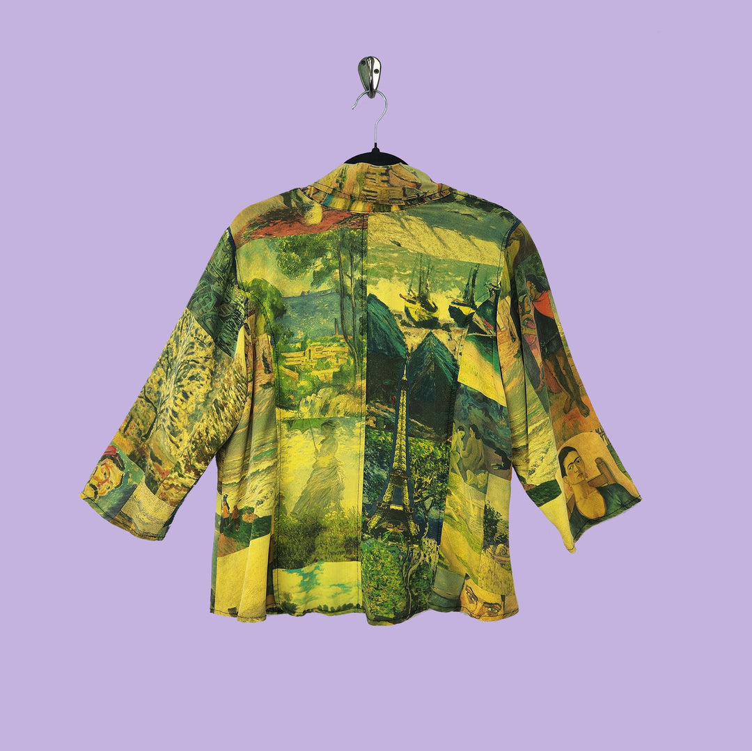 Crop Garden Top in Last Impression Gold Printed Silk