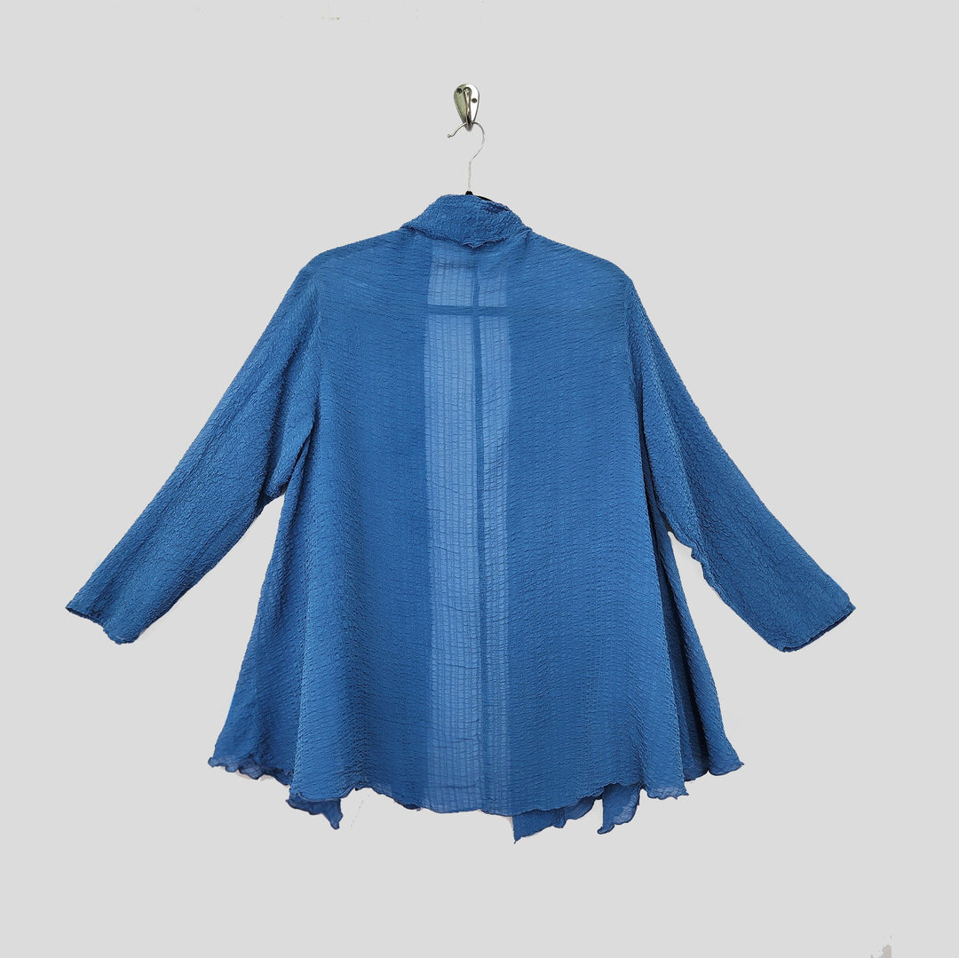 Kimono Jacket in Hawaiian Blue Braided Silk