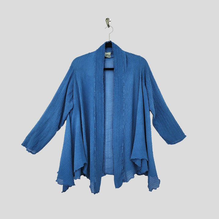 Kimono Jacket in Hawaiian Blue Braided Silk