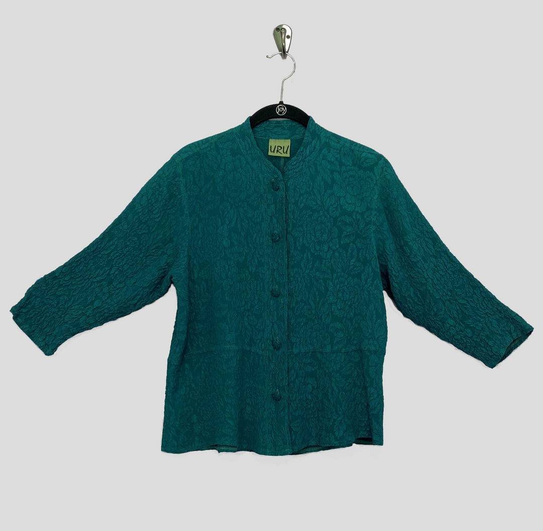 Venice Top in Peacock Textured Silk