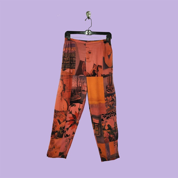 Pencil Pants in Intuition Coral Printed Silk