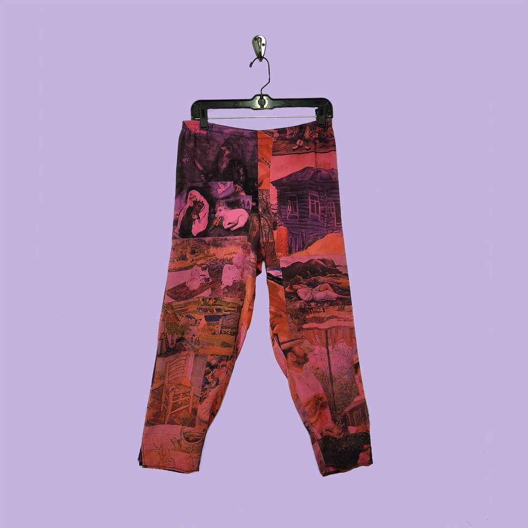 Pencil Pants in Surrealist Pink Printed Silk