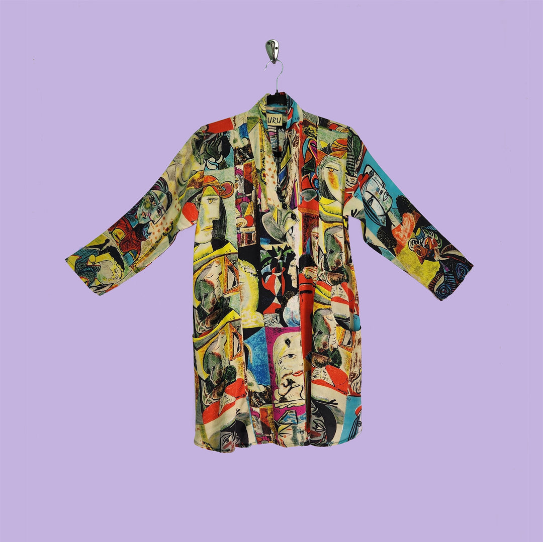 TRAVEL JACKET PICASSO MULTI-COLOR ARTIST PRINTED SILK