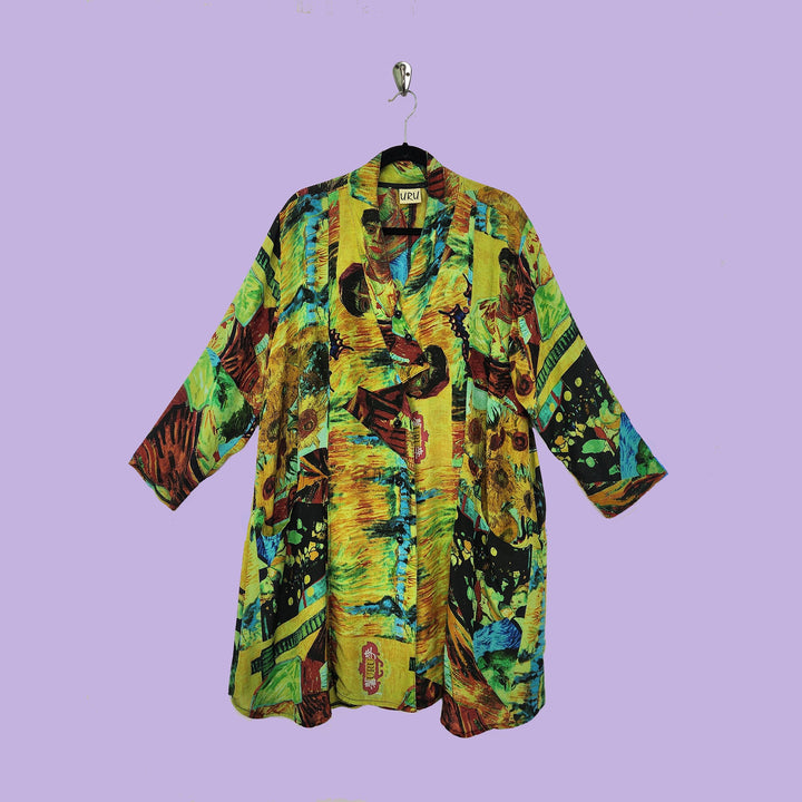 Travel Jacket in URU Cyan Printed Silk