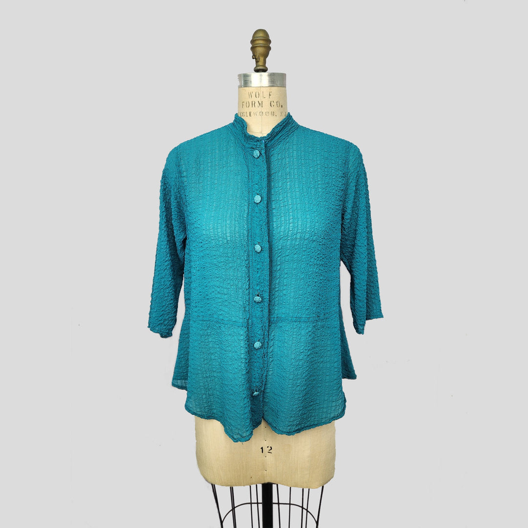 Venice Top in Turquoise Braided Silk