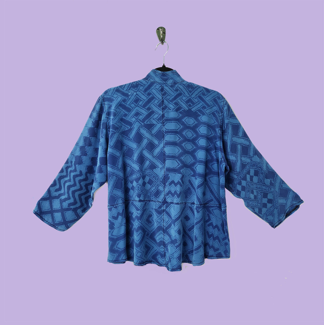 Venice Top in Afibi Blue Printed Silk