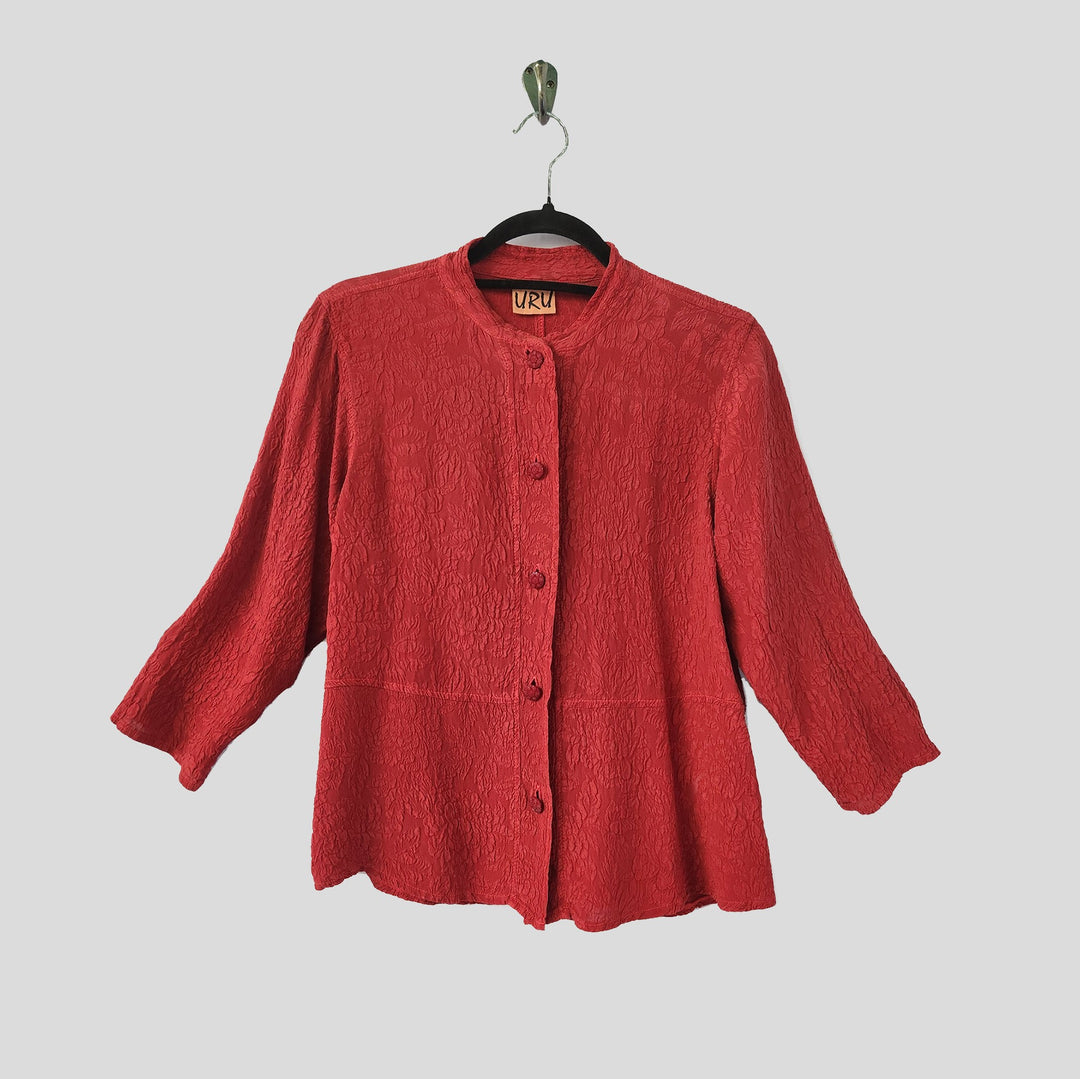 Venice Top in Red Textured Silk